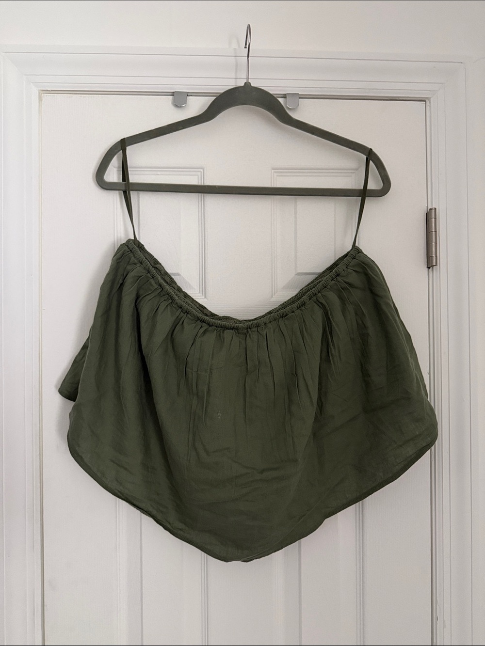 Olive Green Strapless Crop Top